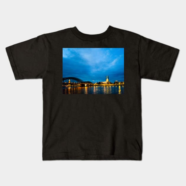 Germany  by the water at night Kids T-Shirt by byEstherReid